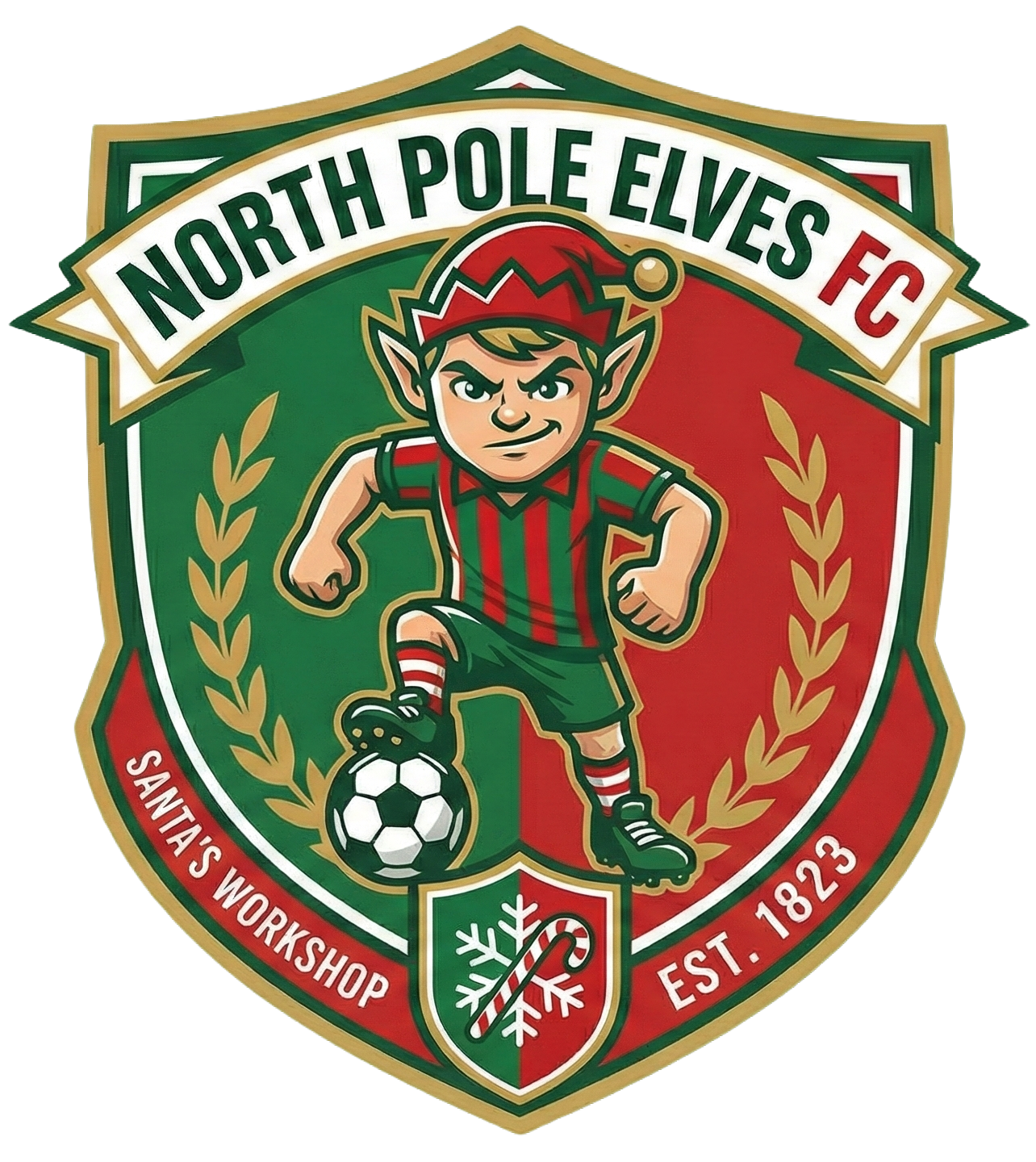 Elves FC, A Christmas themed T-Shirt for Young Soccer Stars